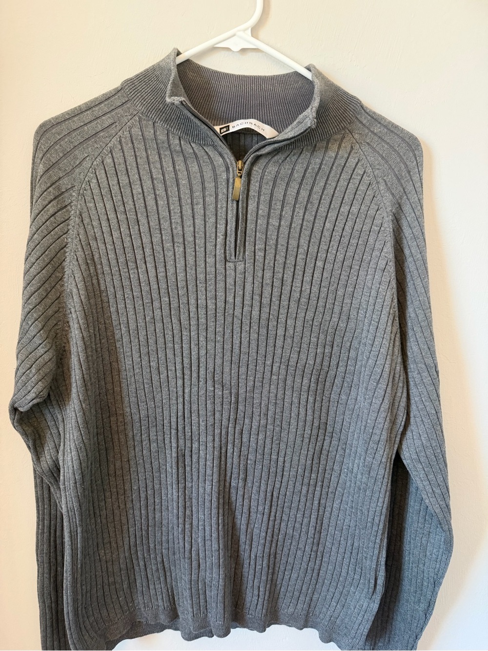 Men's Bacharach Grey Ribbed Half-Zip Sweater